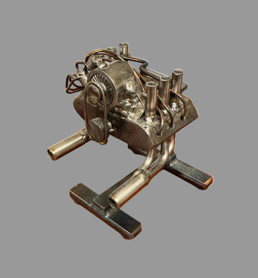 Handcrafted Air-Cooled Porsche Engine Replica — Recycled Steel Desk Sculpture