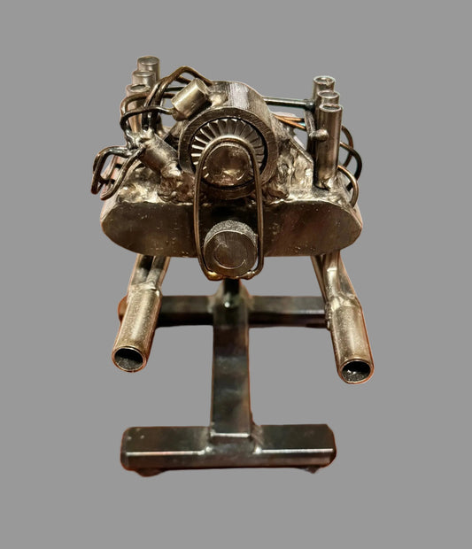 Handcrafted Air-Cooled Porsche Engine Replica — Recycled Steel Desk Sculpture