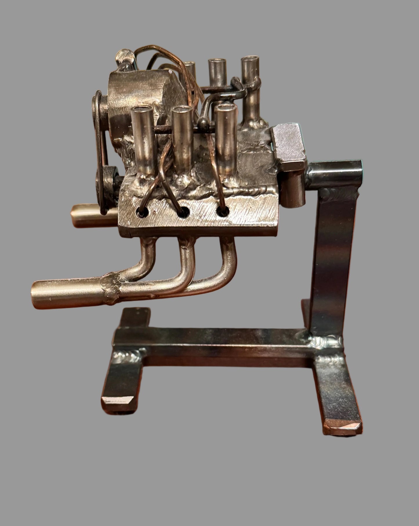 Handcrafted Air-Cooled Porsche Engine Replica — Recycled Steel Desk Sculpture