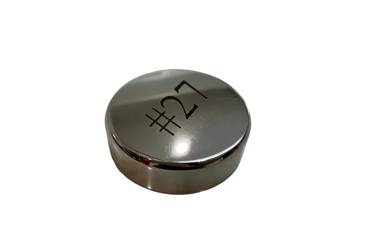 Mirror Polished Stainless Steel Hockey Puck — Custom Engraved Metal Display