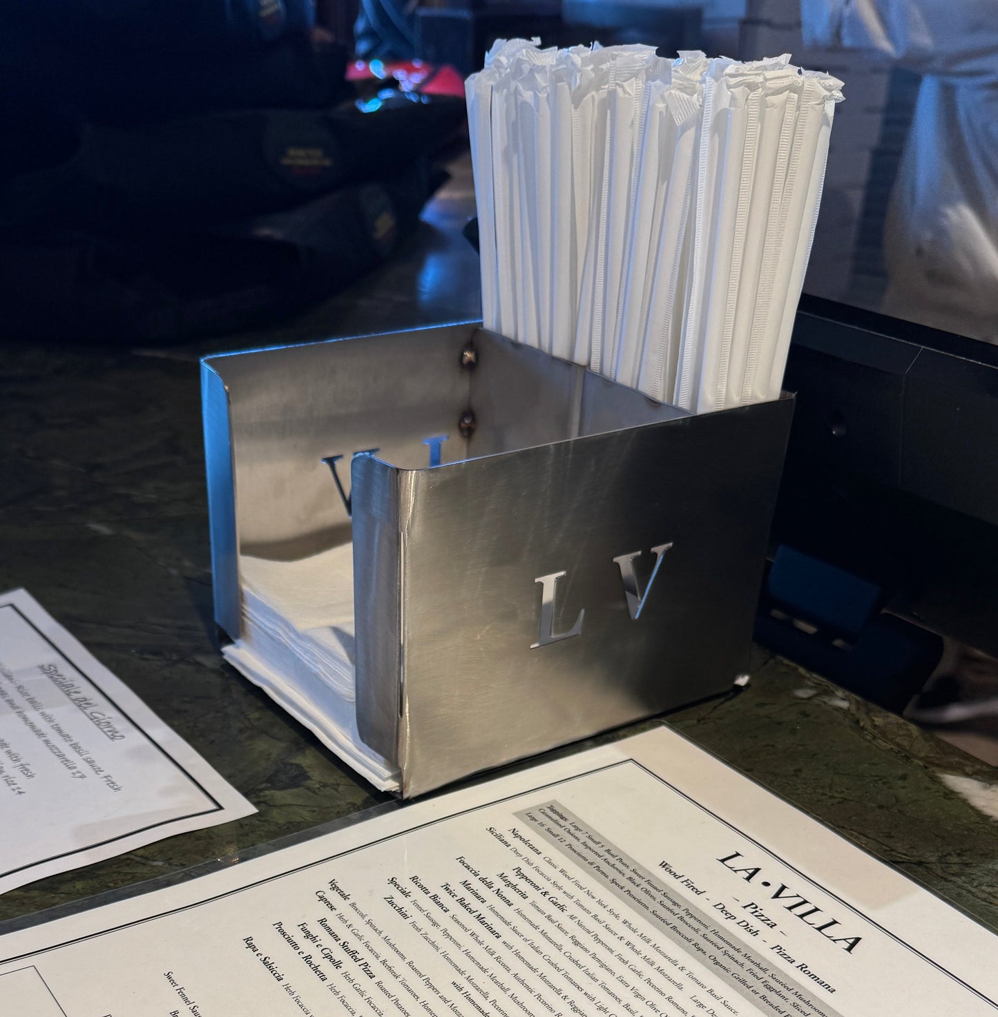 Custom Laser Engraved Stainless Steel Napkin & Straw Holder